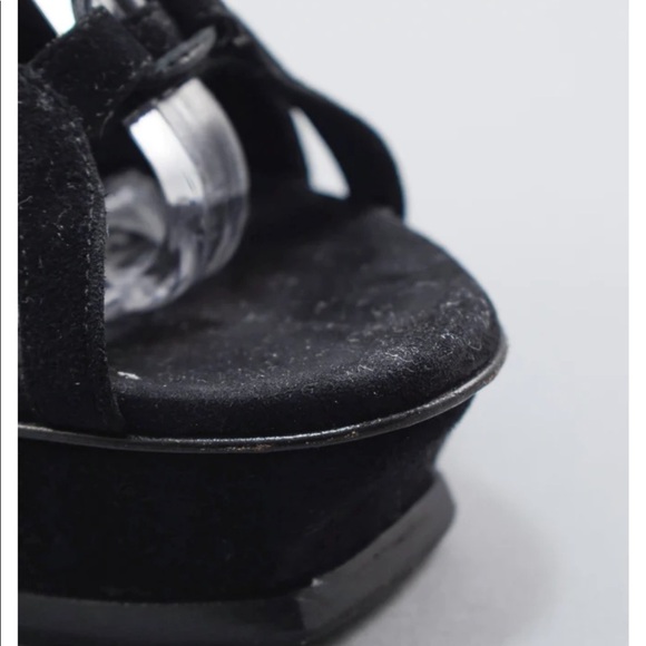 Saint Laurent Black Tribute Ghillie Suede Lace Up Sandals Heels Size 36 - Picture 12 of 16